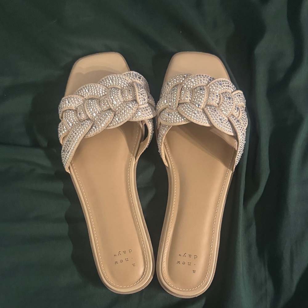a new day Beige and Silver Braided Sandals